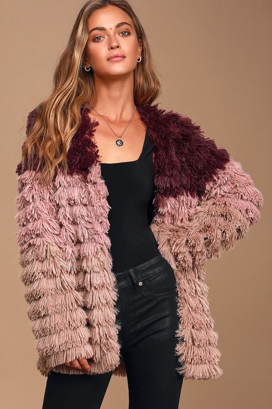 Lulus | Lost Weekend Purple Ombre Faux Fur Coat | Fur coat, Vegan .