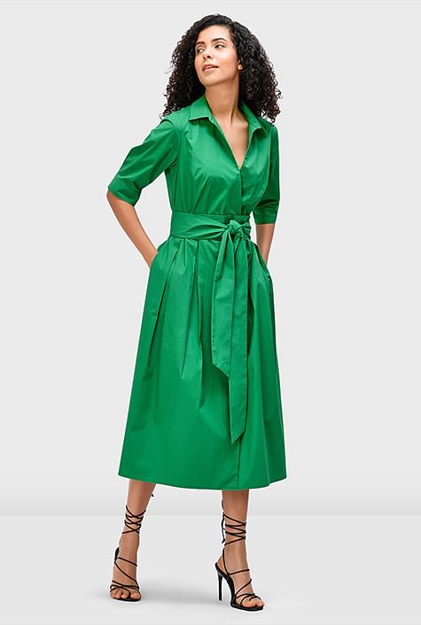 Shop Cotton poplin wrap dress | eShak