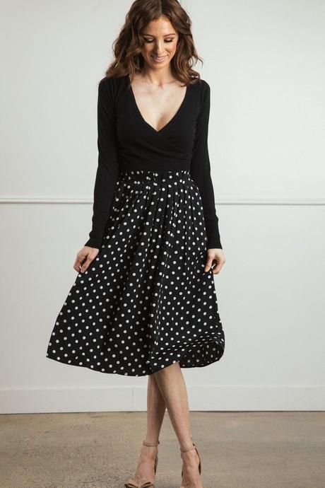 Juliet Black Polka Dot Midi Skirt | Polka dot skirt outfit, Dot .