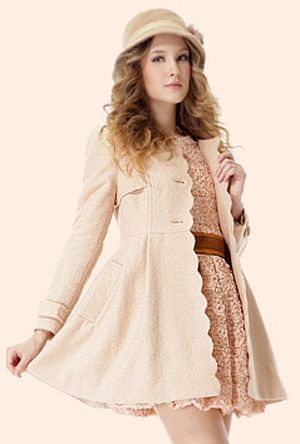 Goodbye Kiss Scalloped Edge Coat in Beige $89.99 | Cute fashion .