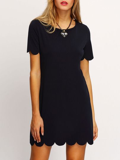 Scalloped Hem Keyhole Back Dress | Scalloped dress, Fashion, Cloth