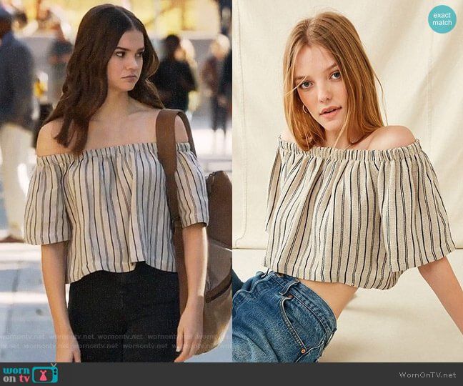 Callie's striped off-shoulder top on The Fosters | Celebrity .