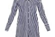 Striped Off the Shoulder Shirt Dress ($38) ❤ liked on Polyvore .