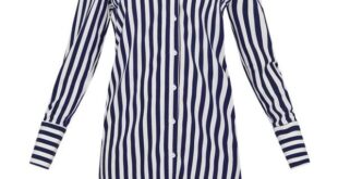 Striped Off the Shoulder Shirt Dress ($38) ❤ liked on Polyvore .