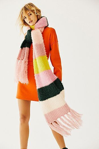 Dream Maker Stripe Scarf | Stripe scarf knit, Knit scarf outfit .