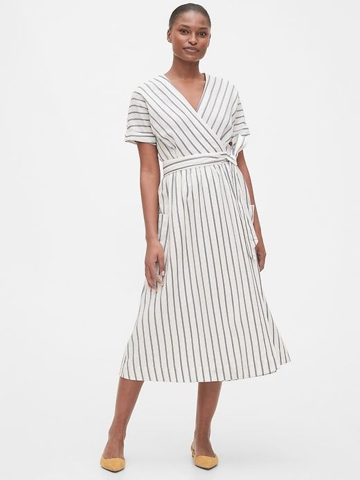 Short Sleeve Wrap-Front Dress in Linen-Cotton #AD , #sponsored .
