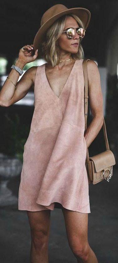 Free People Retro Love Blush Pink Suede Leather Dress | Fashion .