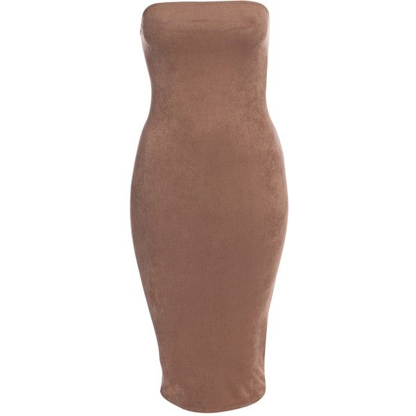 Nly One Faux Suede Tube Bodycon | Faux suede dress, Brown cocktail .