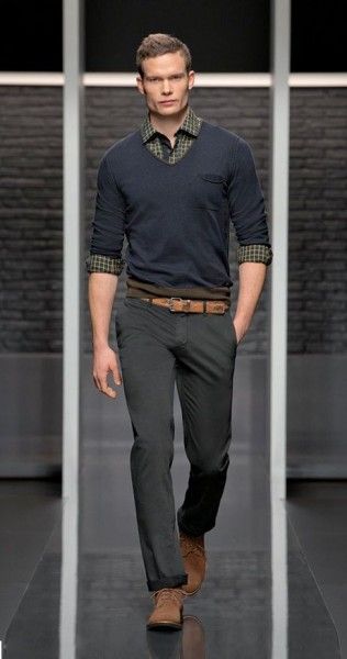 The V-Neck Sweater | Mens work outfits, Mens fashion sweaters .