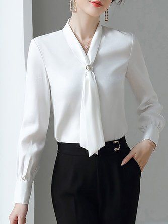 Solid V Neck Date Elegant Blouse | Women blouses fashion, Stylish .