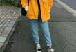 Cute bright yellow jacket over casual outfit. | Fashion outfits .