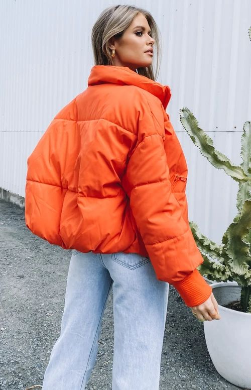 Remi Puffer Jacket Orange – Beginning Boutique US | Puffer jacket .