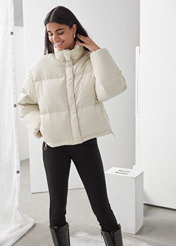 Short Oversized Puffer Jacket - White - Jackets - & Other Stories .