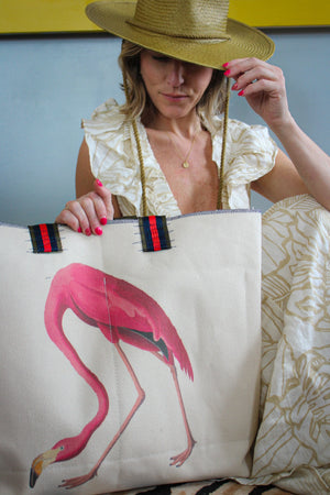 lenny tote | large | custom + flamingo - henrydrygoo