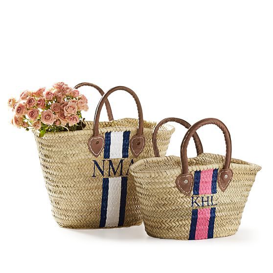 Beautiful Painted Straw Tote Bag