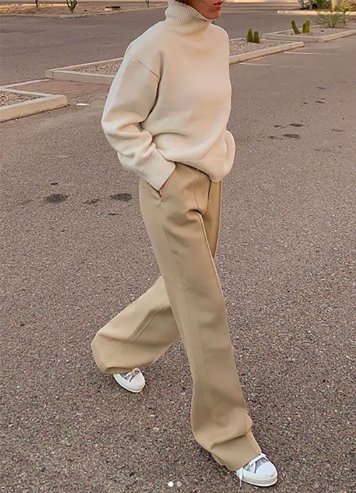 khaki cool | Khaki pants outfit women, Beige pants outfit, Beige .