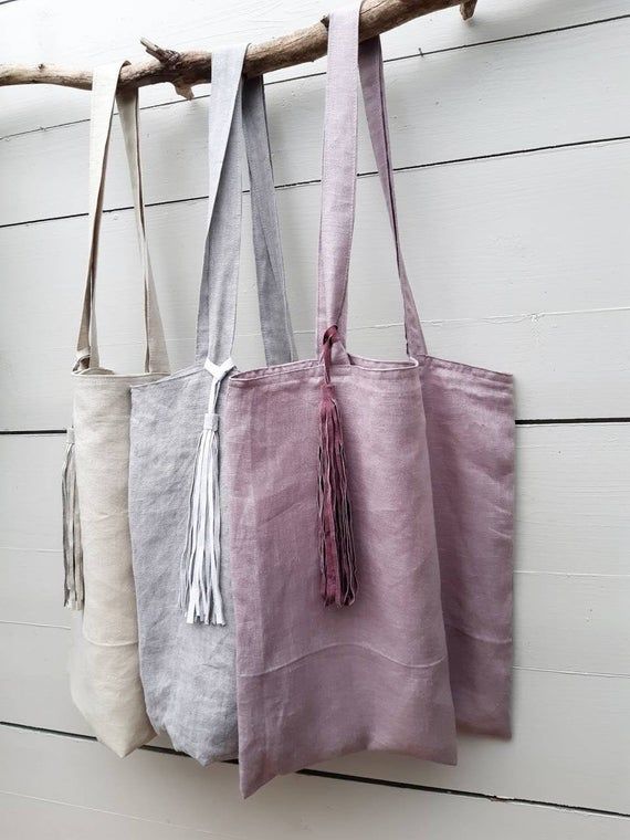 Pink Linen Tote With Tassel Recycled Linen Bags Tote Bags - Etsy .