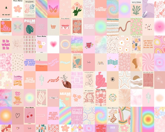 Pink Danish Pastel Aesthetic Wall Collage Kit Danish Pastel - Et