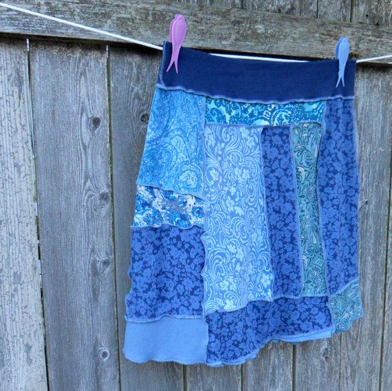 Upcycled Patchwork Skirt Handmade Recycled Tshirts Medium | Etsy .