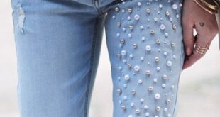 Upgrade an old pair of jeans with this fun DIY Pearl Embellished .