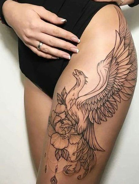 40 Striking Phoenix Tattoos for Women | Leg tattoos women, Hip .