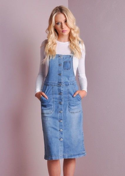 Denim Dungaree Dress | Dungaree dress, Denim dress outfit, Denim .