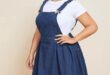 Plus Button Side Pinafore Denim Dress | Plus size pinafore dress .