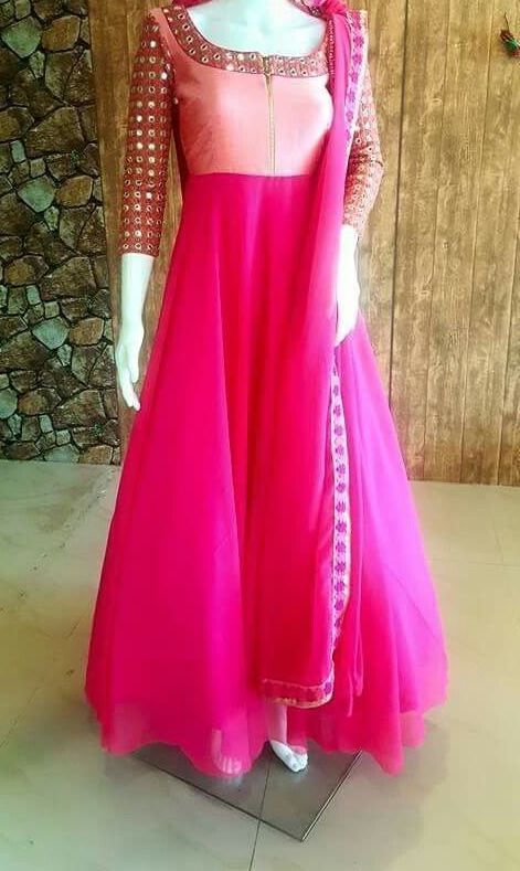 FatimaBi Plus size Dress Mirror work Anarkali Kameez Engagement .