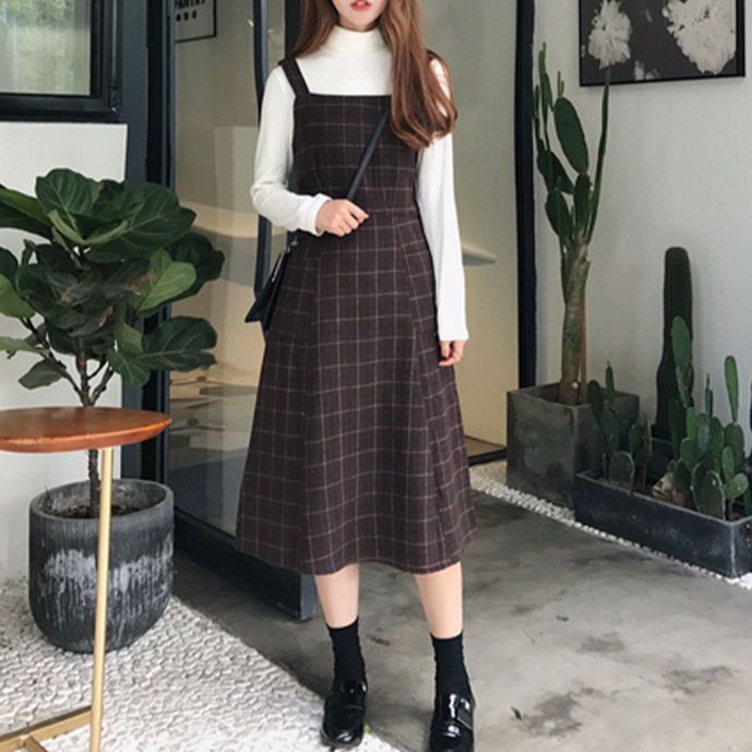 Mikiko - Plaid A-Line Midi Jumper Dress | YesStyle | Pretty .