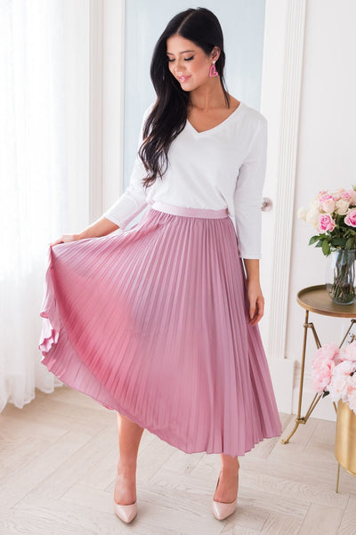 Filled With Happiness Modest Pleat Skirt - NeeSee's Dress