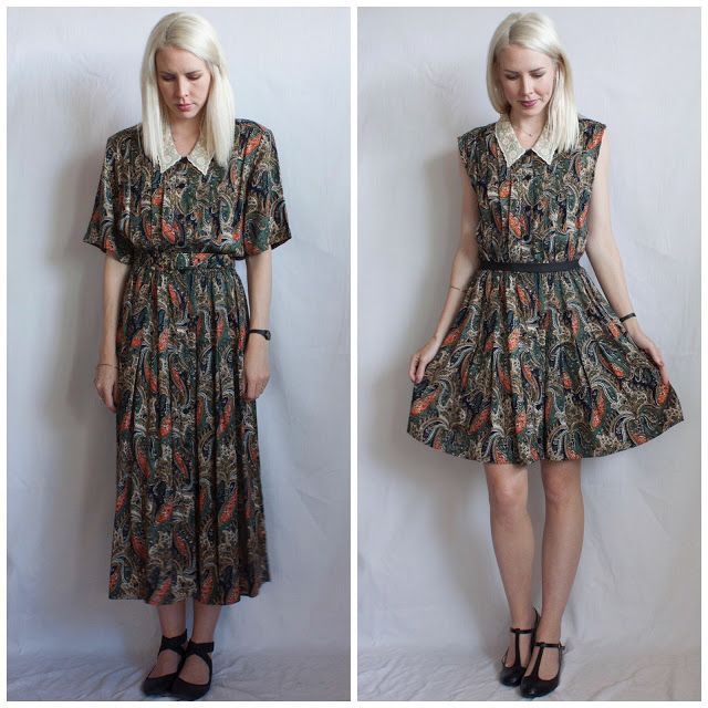 Refashion Co-op: Paisley Pleated 80's Dress Makeover | Dress .