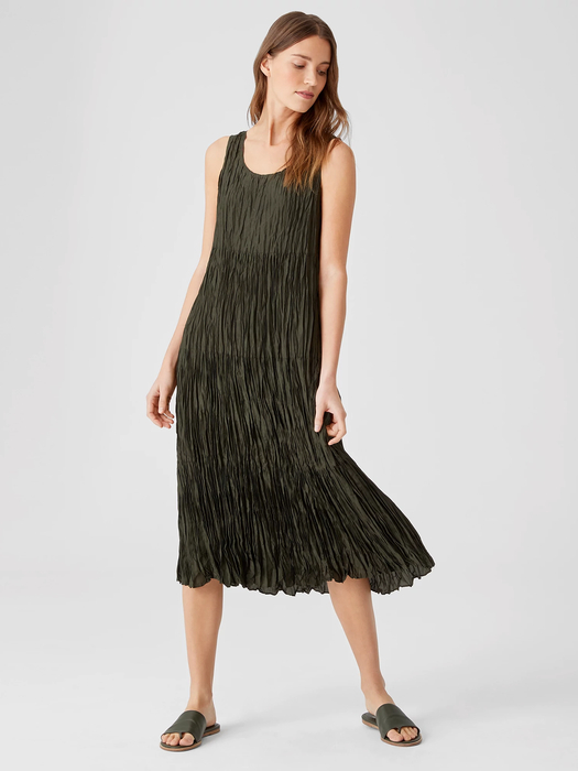 Crushed Silk Habutai Tiered Dress | EILEEN FISH