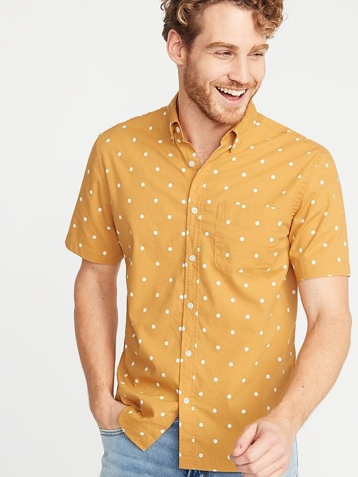 Old Navy Men's Slim-Fit Built-In Flex Printed Everyday Shirt .