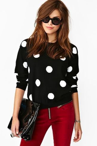 Polka Dot Leather Clutch
     