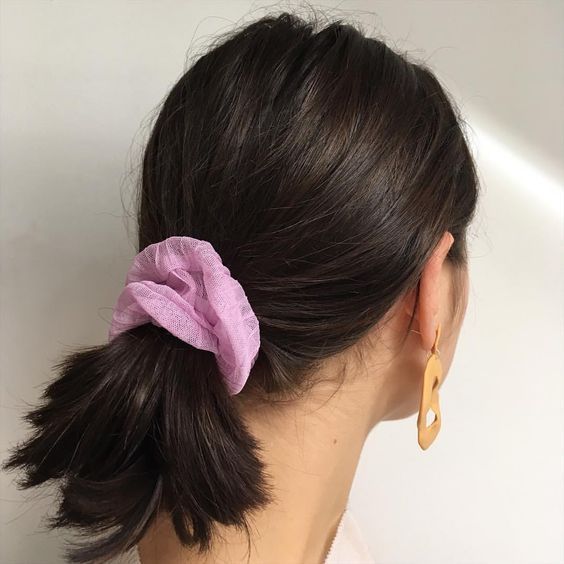 Short hair ponytail. | Short hair ponytail, Scrunchie hairstyles .