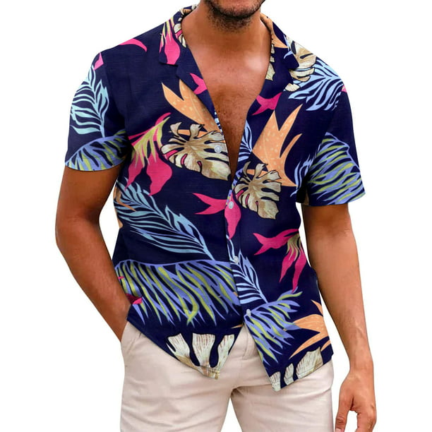 kpoplk Button Up Shirts For Men,Hawaiian Shirt for Men Short .