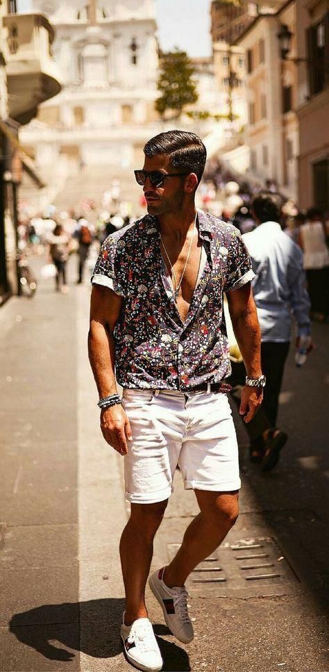 Men Beach Casual Printed Short Sleeves Shirt - SAME AS PICTURE, M .