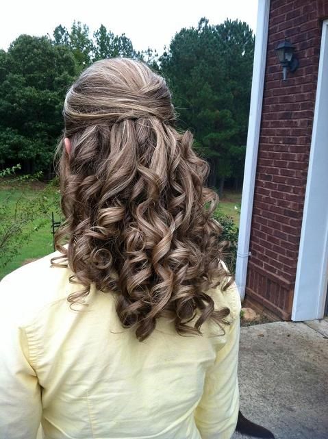 homecoming curls | Hair styles, Hair pulling, Pulled back hairstyl