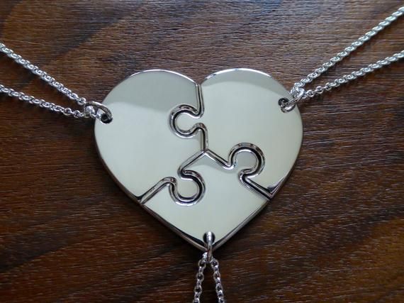 Three Puzzle Heart Necklaces Argentium Silver - Etsy | Bff jewelry .