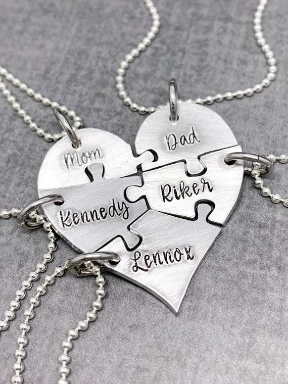 5 Piece Heart Puzzle Necklace 5 Puzzle Piece Necklace Set - Etsy .