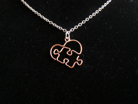 Puzzle Piece Heart Pendant in Raw Copper - Etsy | Pendant, Heart .