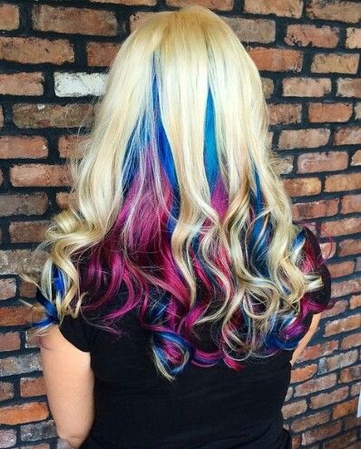 Blonde blue purple dyed hair | Hair color for women, Hair color .