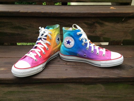 Custom Hand Painted Rainbow HIGH TOP Converse Tie Dye Rainbow .