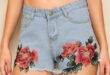 Floral Embroidered Raw Hem Denim Shorts | Denim shorts, Denim .