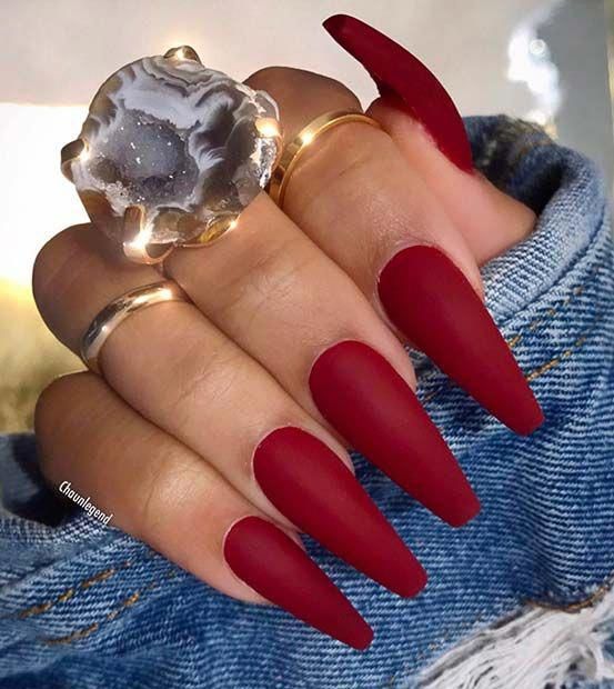 43 Best Red Acrylic Nail Designs of 2020 - StayGlam | Uñas rojas .