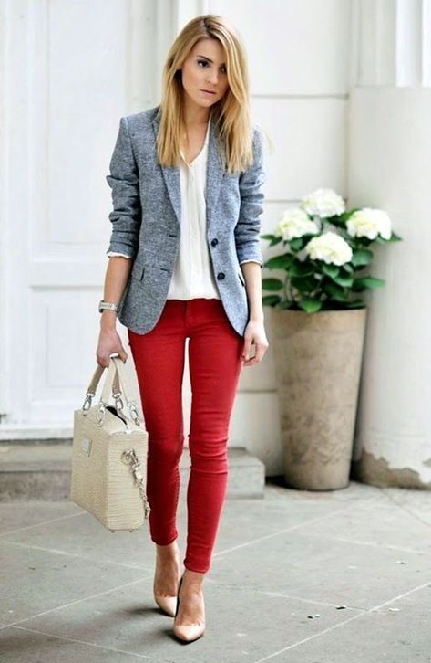 Red and Grey Work Outfits
     