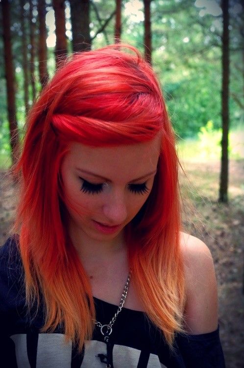 hair, hair color, orange hair, orange, red, red hair, tips, multi .