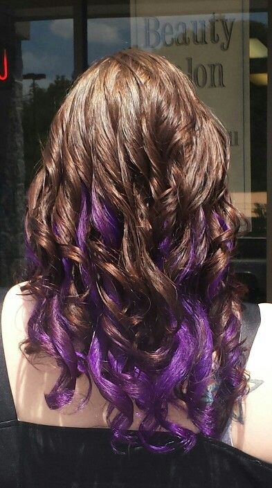 Hair by Tammy Nanney Vibrant Purple underneath with a rich brown .