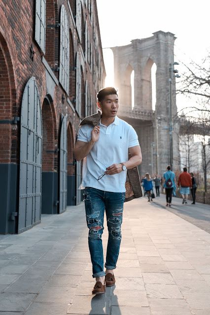Spring Style: The Polo Shirt | LEVITATE STYLE | Ripped jeans men .