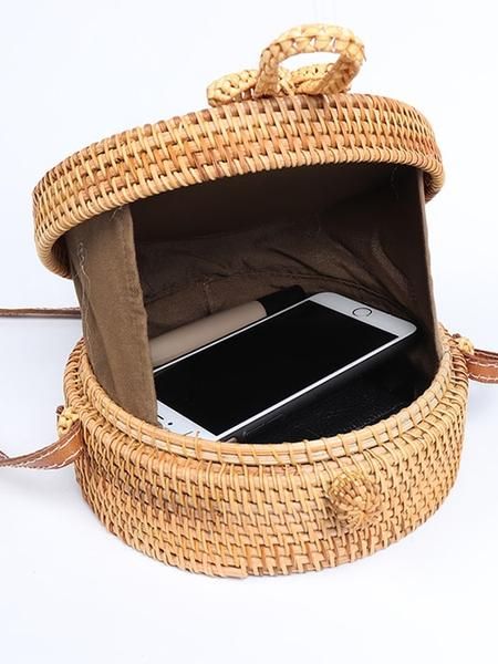 Handmade Round Summer Rattan Bag | Rattan bag, Round straw bag .